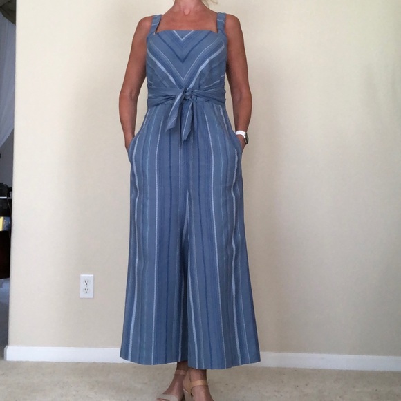 Anthropologie Pants - Anthro Wedgewood Blue Laguna Striped Jumpsuit